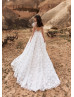 Ivory Lace Tulle Heart-shaped Back Elegant Wedding Dress